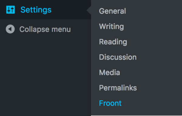 Settings for the Froont plugin